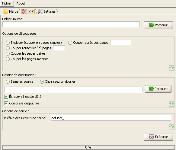 couper un fichier pdf split