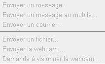 menu actions aMSN