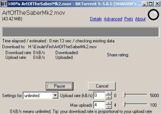 bittorent reprise de t&eacute;l&eacute;chargement