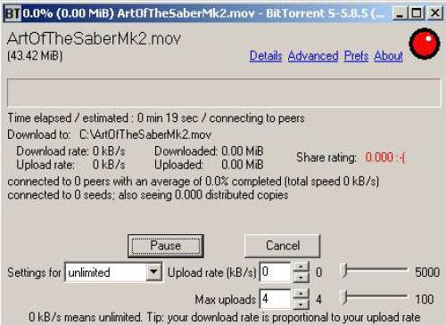t&eacute;l&eacute;chargement torrent fen&ecirc;tre de BitTorrent