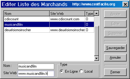 liste des marchands DVD