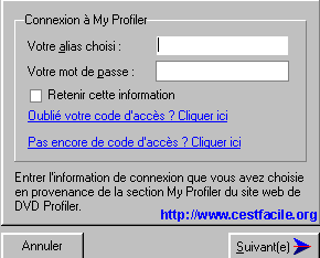 connexion &agrave; DVD profiler