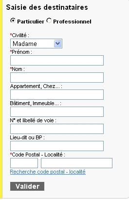 destinataire recommand�