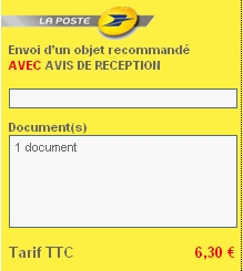 tarif du recommand�