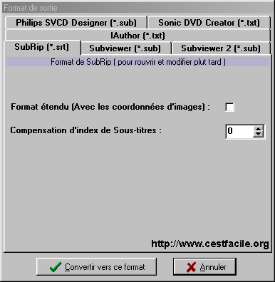 divx sous-titres format