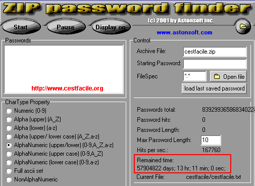 zip mot de passe